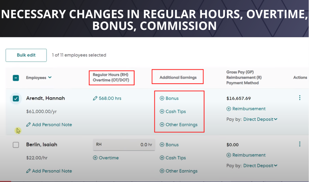 changes in ragular hours,overtime bonus,commission