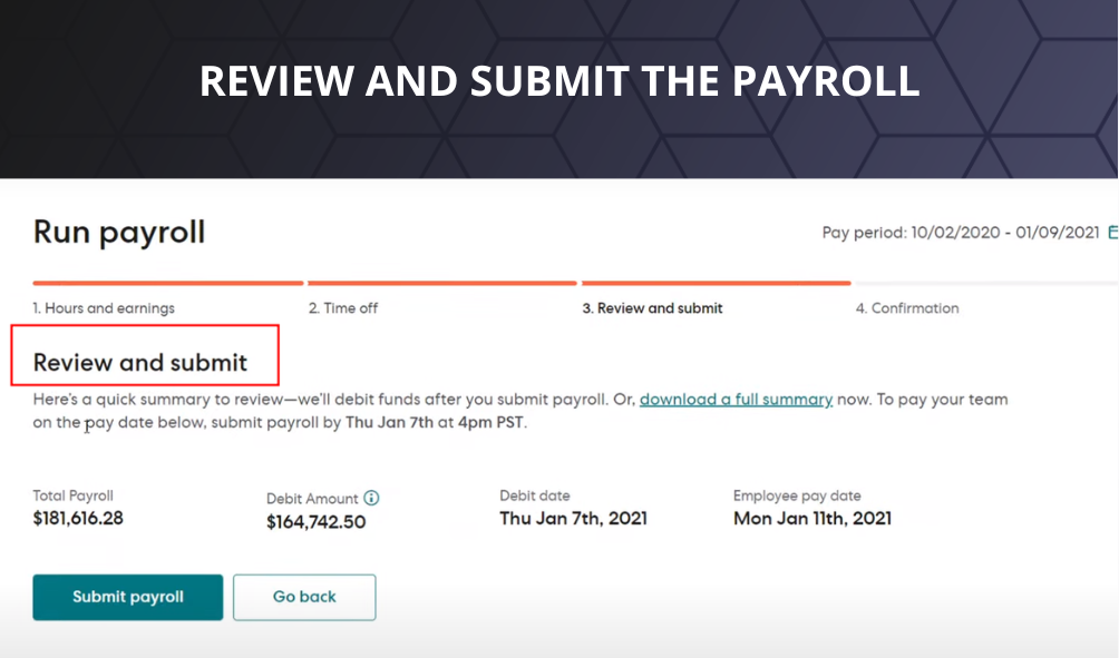 review and submit the payroll